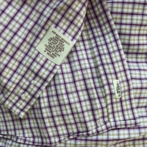 Peter Millar 100% Linen Sport Long Sleeved Button-Up Shirt, Purple/Tan, XL - Picture 5 of 6